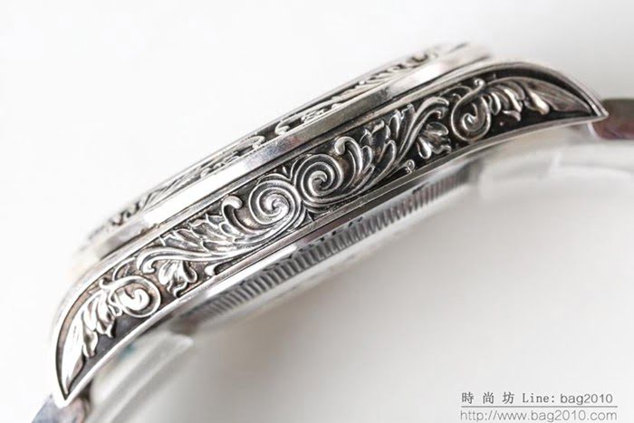 ROLEX勞力士 新品上市 N9最新力作 雕刻手工 純銀殼套 瑞士ETA2824自動上旋機芯 超強防水 鱷魚皮錶帶 高檔男士腕表  wssb4774